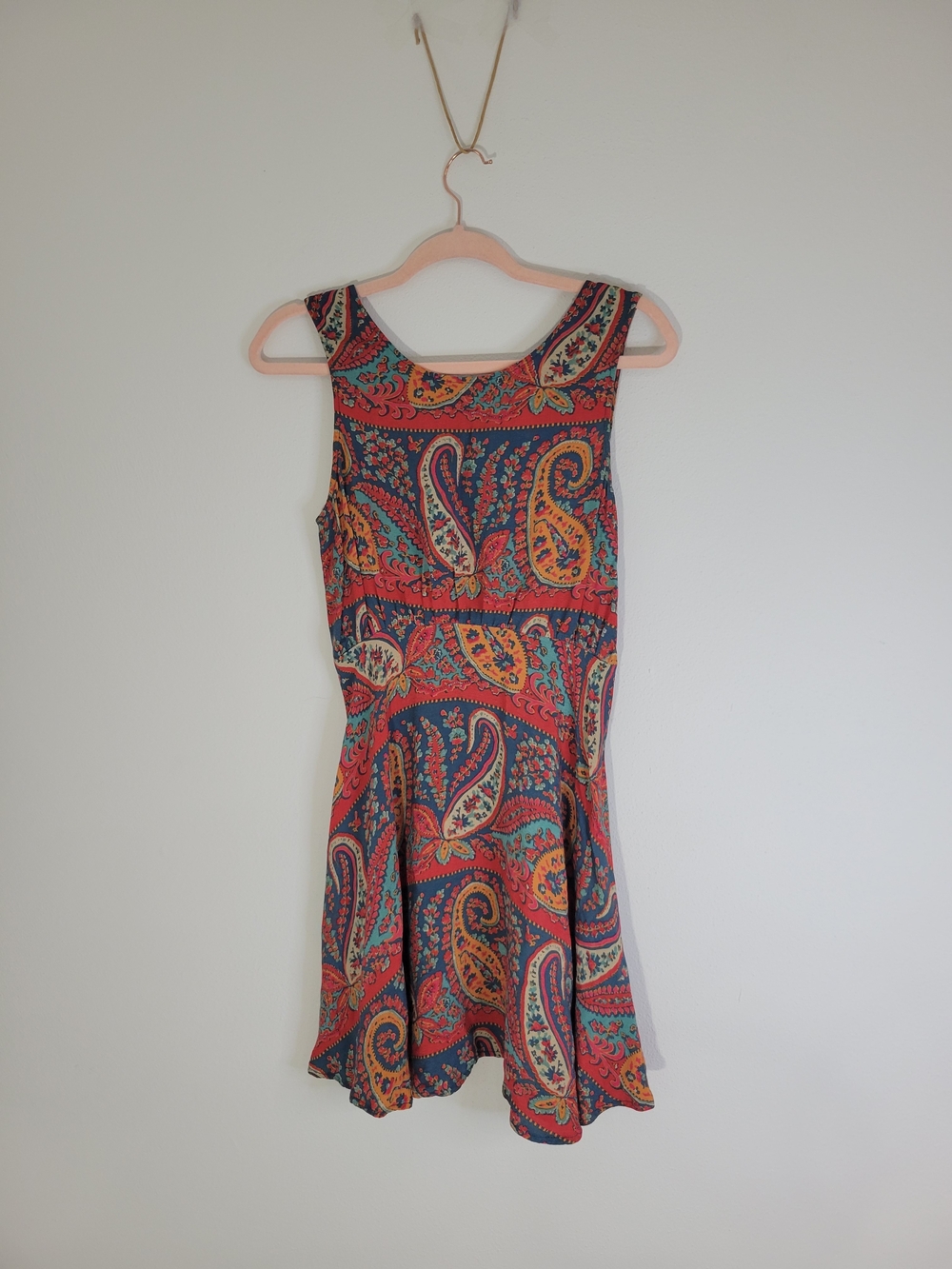 FREE PEOPLE WOMEN SIZE 4 Sleeveless Paisley Fit & Flare Dress - Red Multi